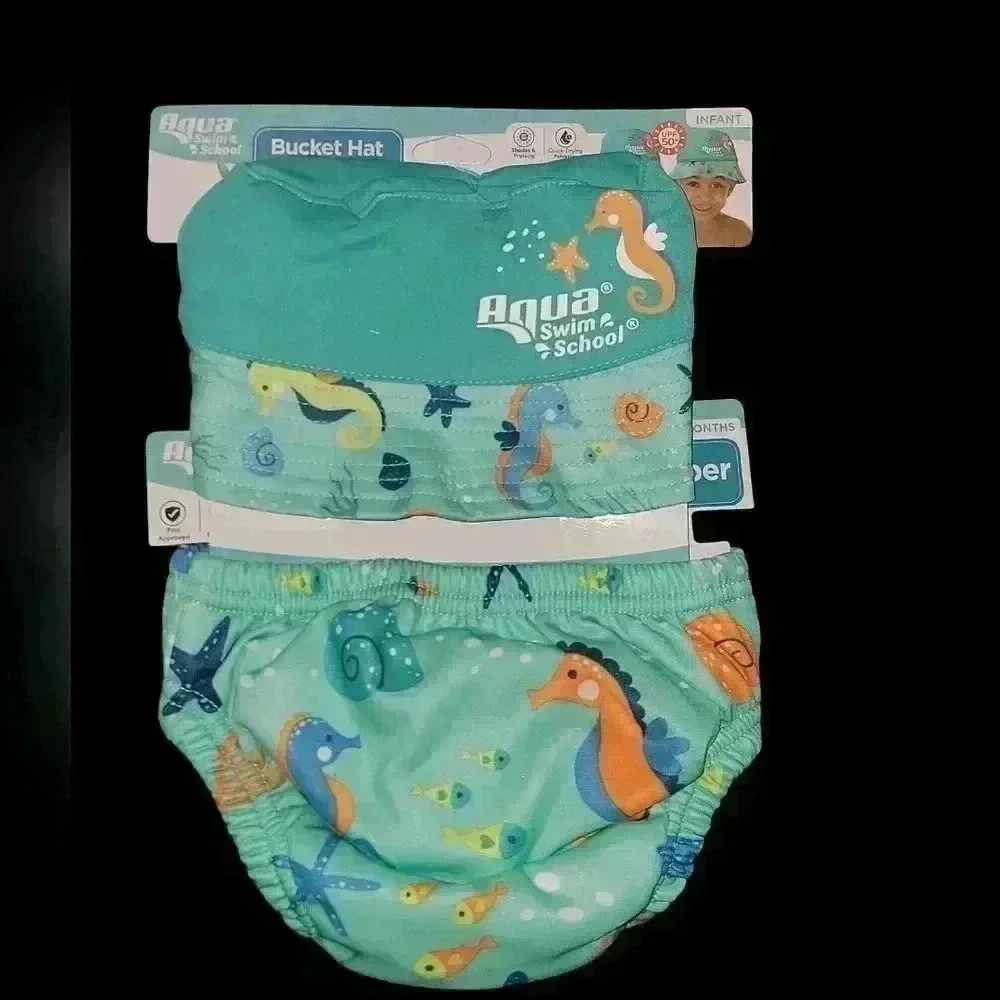 Aqua SwimSchool Seahorse Bucket Hat and Swim Diaper
